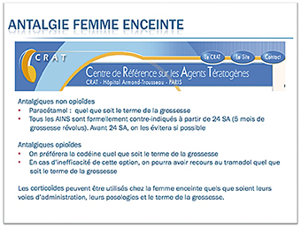 Recommandations de prescription des antalgiques chez la femme enceinte