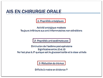 Propriétés pharmacologiques des AIS en chirurgie orale